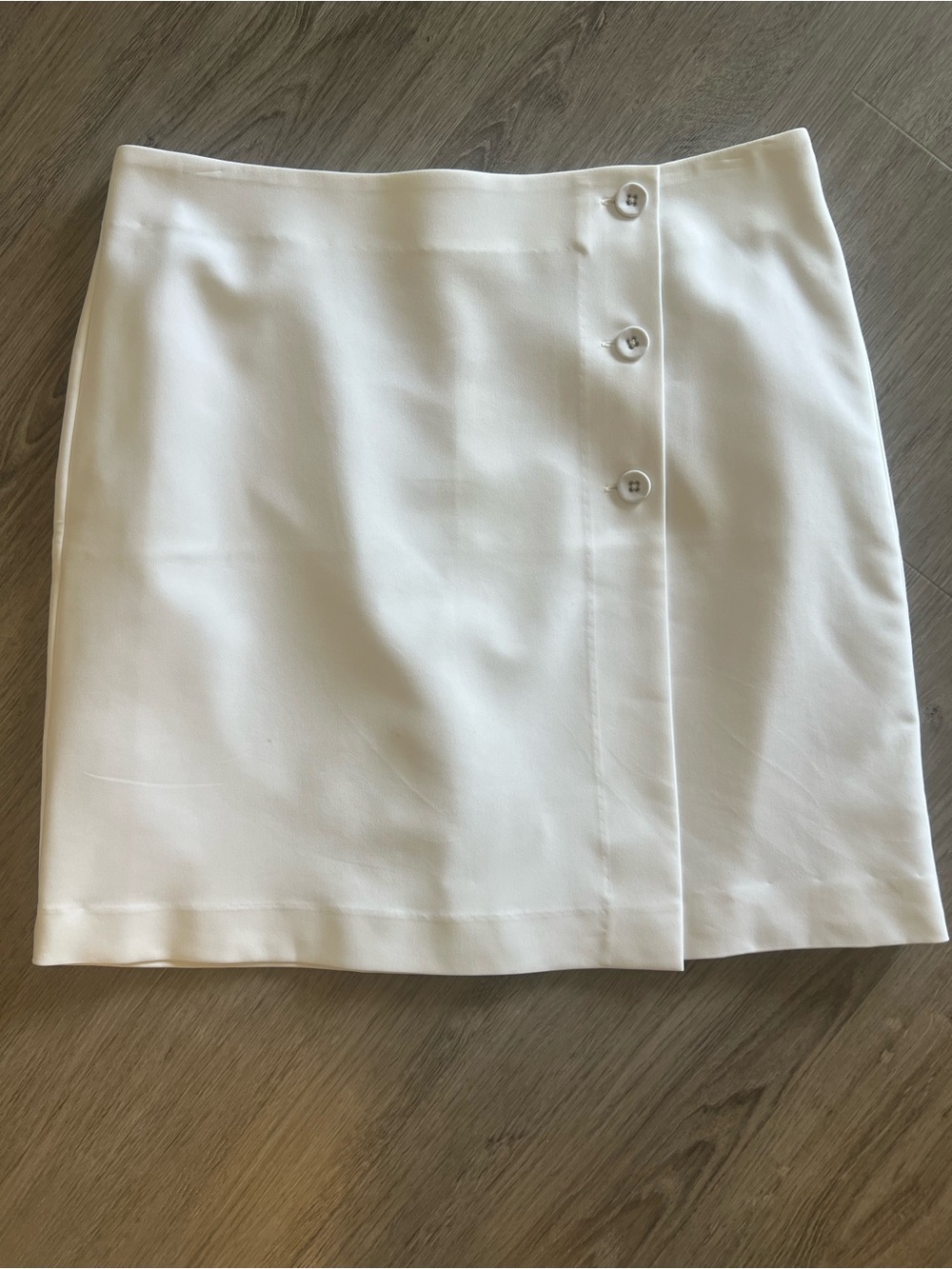 Cleo White Mini Skirt with Button Detail Women's High Waist Skirt | Workwear